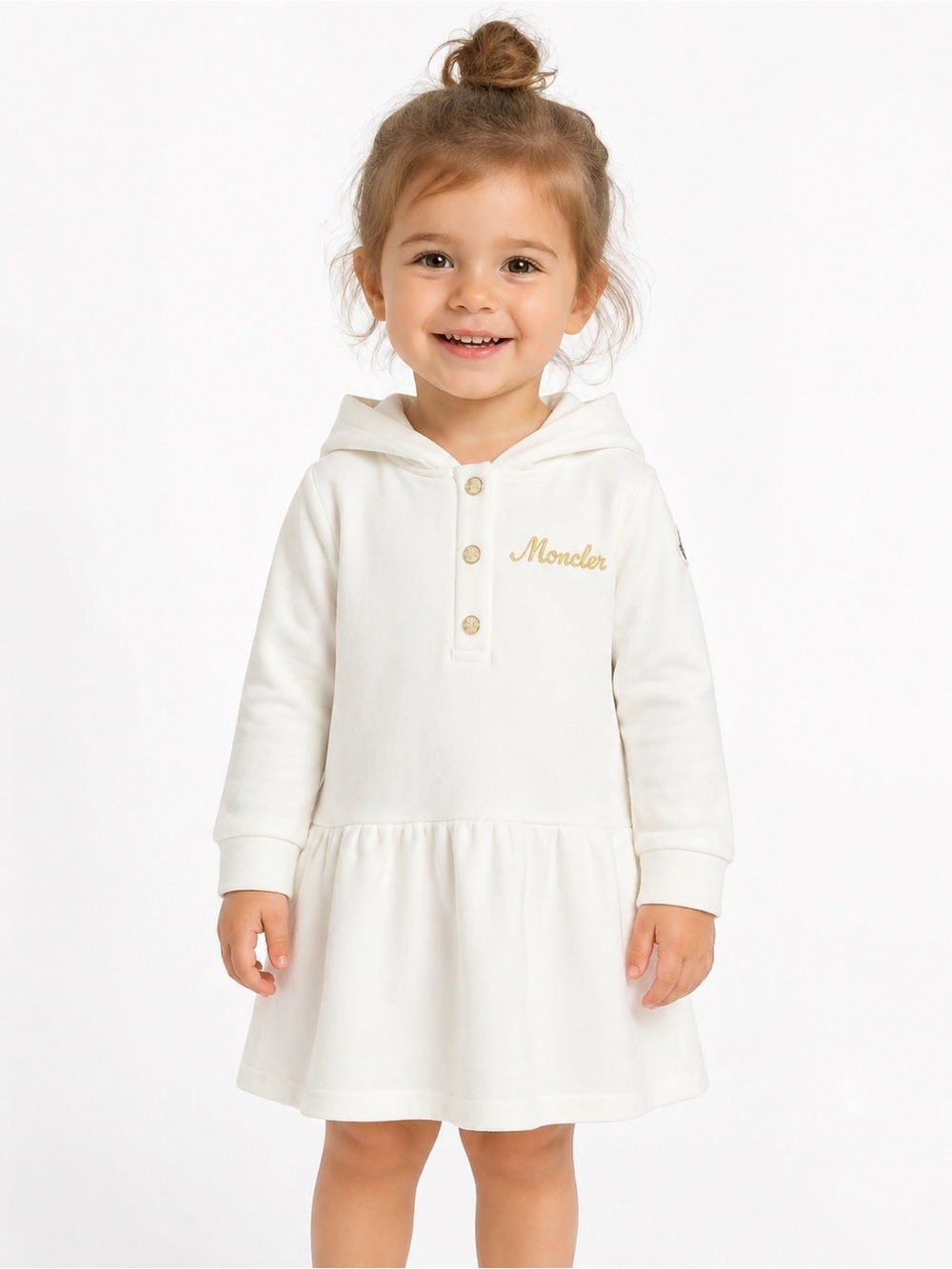NWT MONCLER White Girls' Logo Hooded Dress size 2T